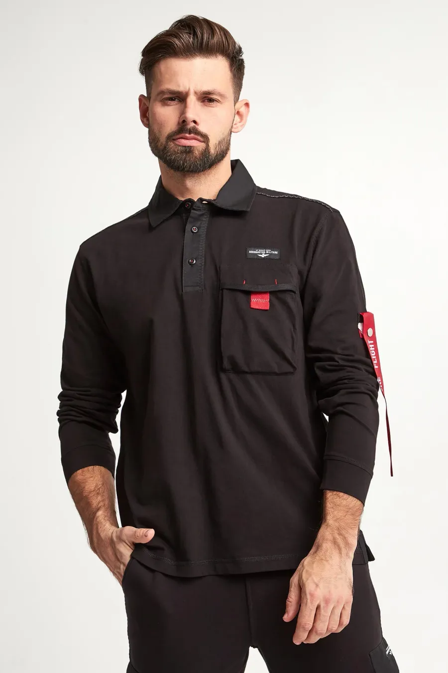 obrazek 1 Longsleeve Polo męski AERONAUTICA MILITARE Aeronautica Militare