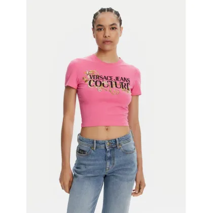 Zdjęcie Versace Jeans Couture T-Shirt 78HAHC05 Różowy Slim Fit