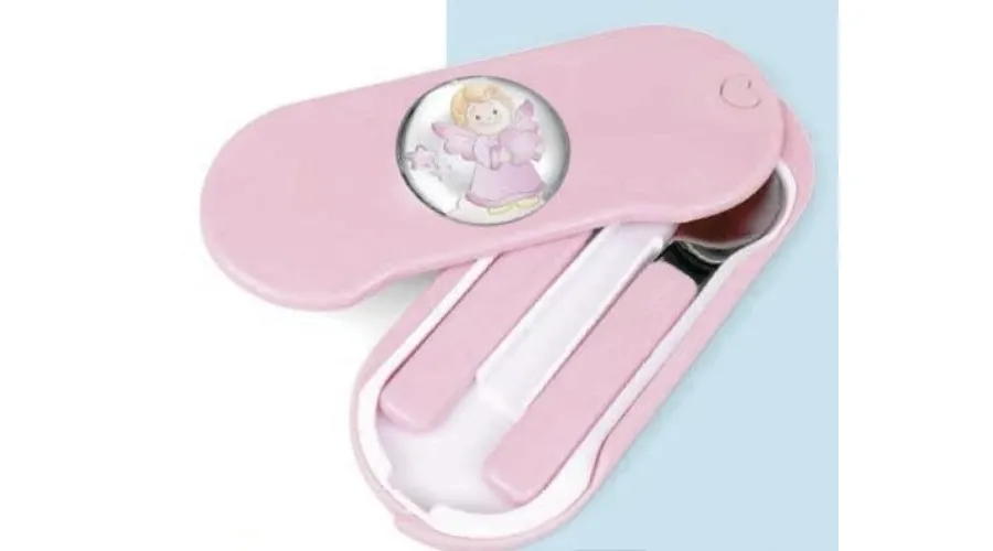 obrazek 1 Niebieski zestaw sztućców dla dziecka zdobiony aniołkiem