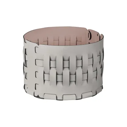Zdjęcie Skórzany okrągły kosz Bottega-15 Ø20xH12 cm w kolorze perłowym