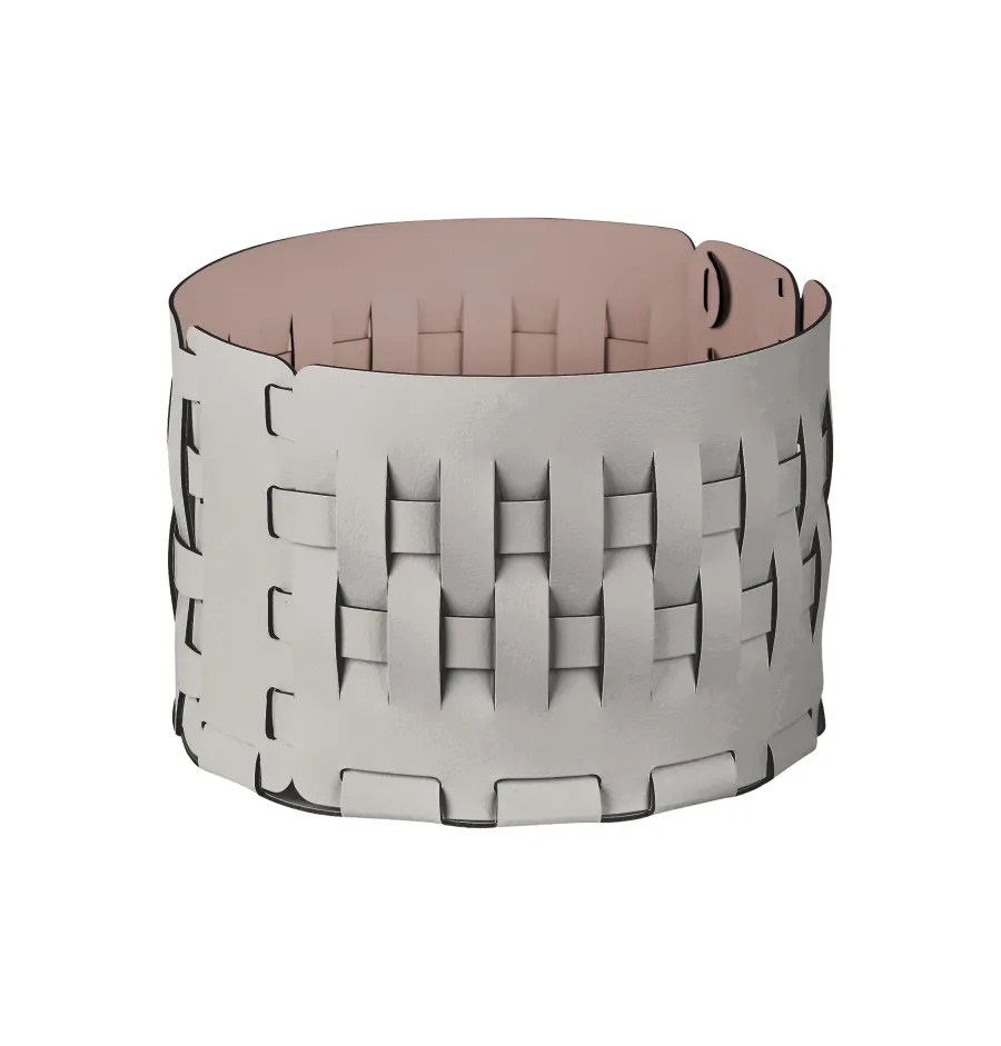 obrazek 1 Skórzany okrągły kosz Bottega-15 Ø20xH12 cm w kolorze perłowym