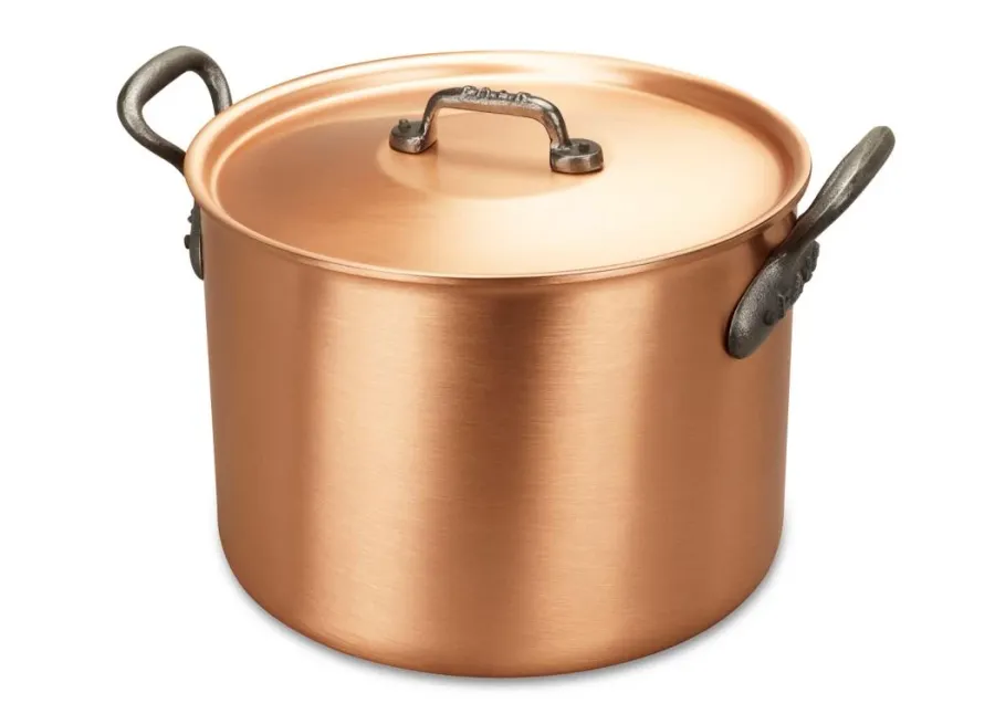 obrazek 2 Miedziany kociołek o średnicy 24 cm z żeliwnymi uchwytami
