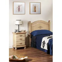 Picture Bedside table with 3 drawers decorated with antique ivory finish and antique pink ornaments - Zanini