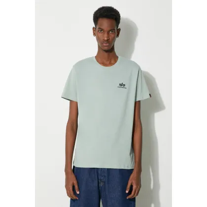 Zdjęcie Alpha Industries t-shirt bawełniany męski kolor turkusowy z nadrukiem