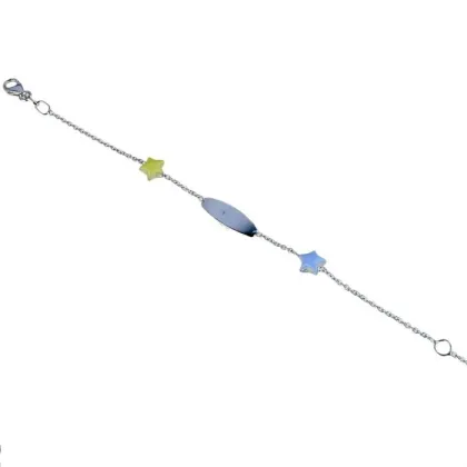 Zdjęcie Dziewczęca bransoletka plakieta z emaliowanymi gwiazdami z łańcuszkiem rolo