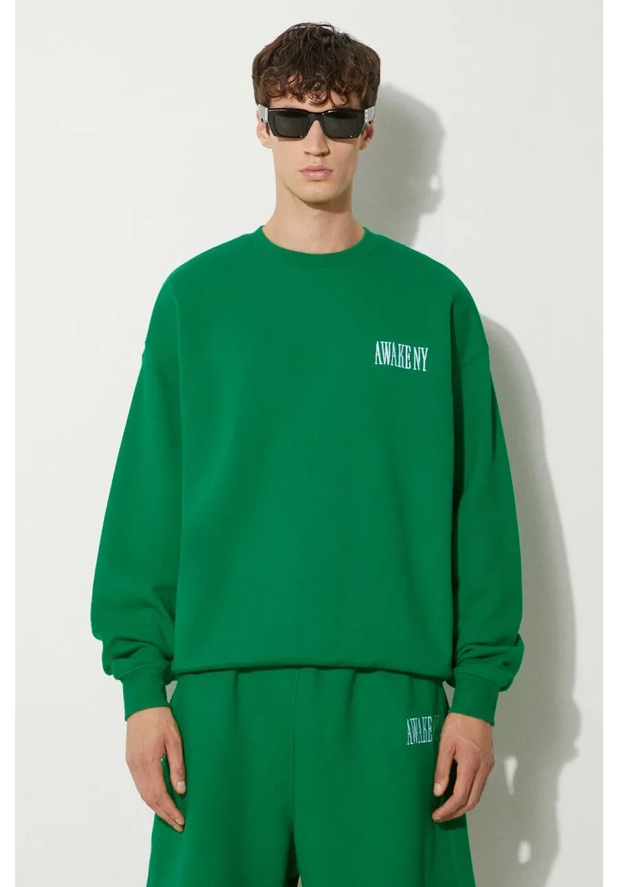 obrazek 1 Awake NY bluza bawełniana Awake Crewneck męska kolor zielony z aplikacją SP24-CN002