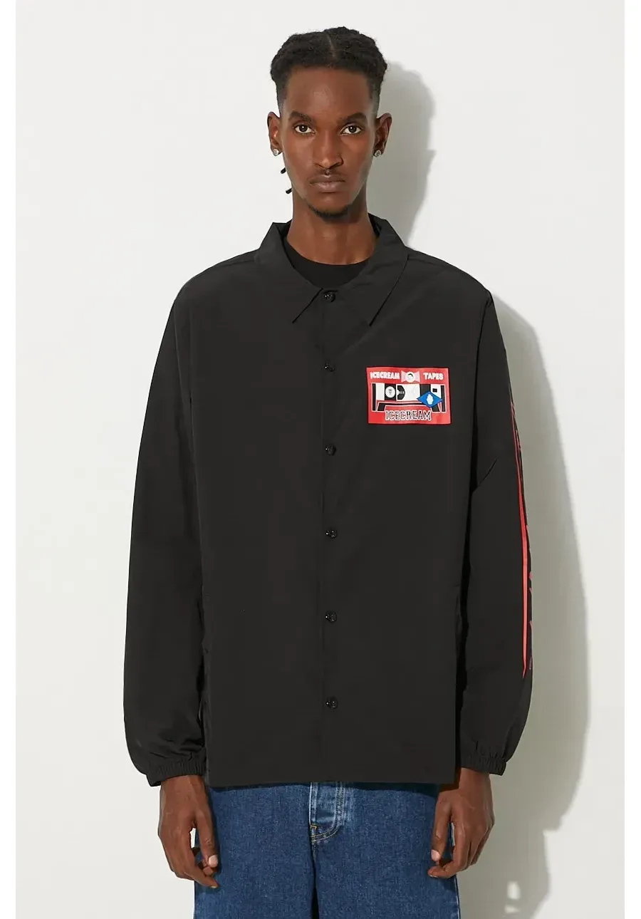 obrazek 1 ICECREAM kurtka Ictv Coach Jacket męska kolor czarny przejściowa IC24305