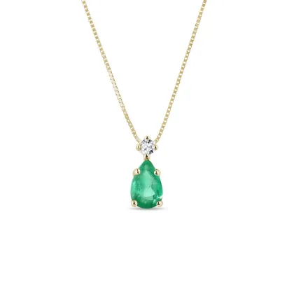 Zdjęcie Złoty naszyjnik ze szmaragdem i diamentem KLENOTA