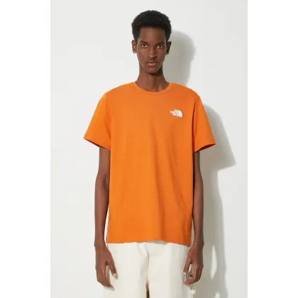 Zdjęcie The North Face t-shirt bawełniany M S/S Redbox Celebration Tee męski kolor pomarańczowy z nadrukiem NF0A87NVPCO1