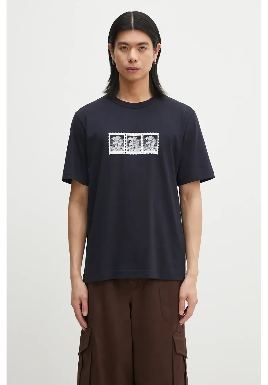 obrazek 1 Norse Projects t-shirt bawełniany Holger Post Stamp Print T-Shirt męski kolor granatowy z nadrukiem N01.0686.7004