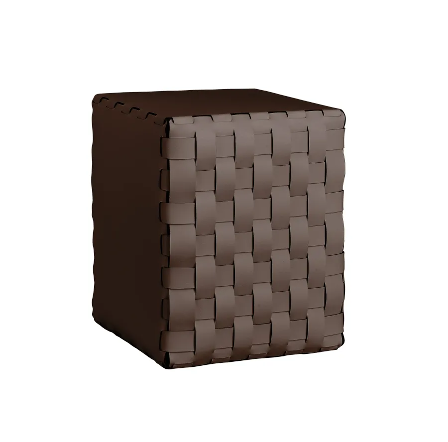 obrazek 1 Stylowa tapicerowana pufa Bottega 35x35xH40 cm w kolorze czekoladowym