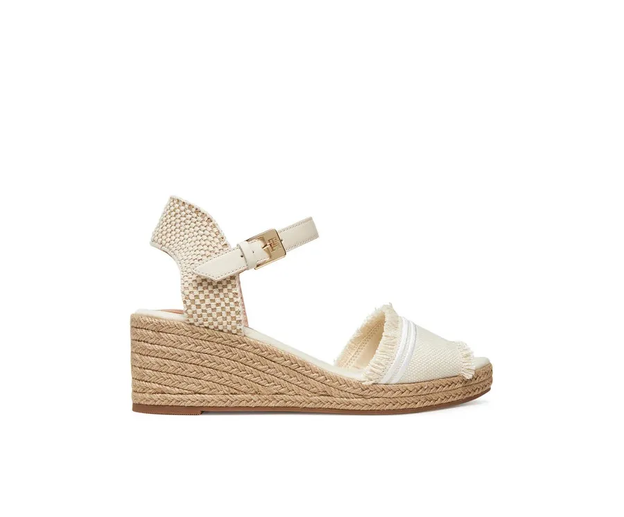 obrazek 1 Tommy Hilfiger Espadryle Fringe Canvas Medium Wedge FW0FW08879 Beżowy