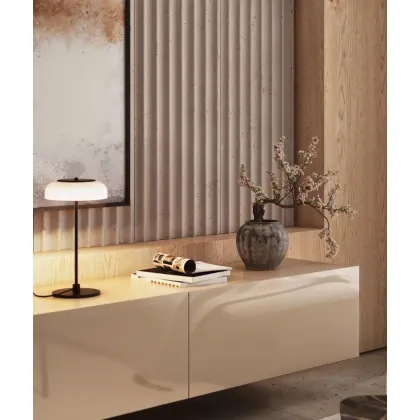 Zdjęcie 135x52,3 cm VT - PB60 (KS kość słoniowa) OVAL LAMEL - Panel dekor 3D beton architektoniczny