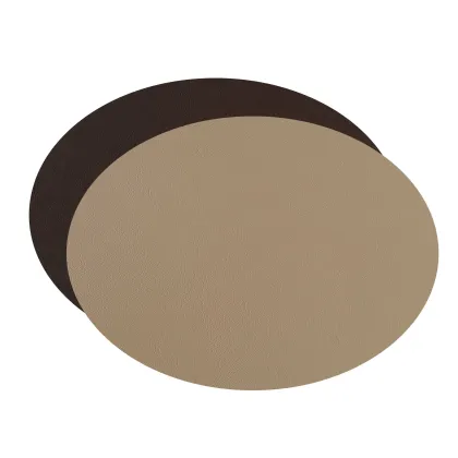 Zdjęcie Duża owalna podkładka stołowa 47,5x35 cm ze skóry w kolorze cappuccino i czekoladowym