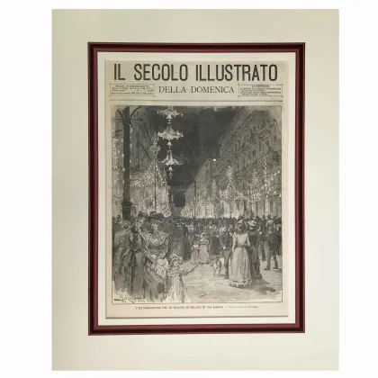 Zdjęcie Antyczny druk via Dante w Mediolanie w 1893 r. rysowany przez C. Linzaghiego dla Illustrated Secolo della Domenica