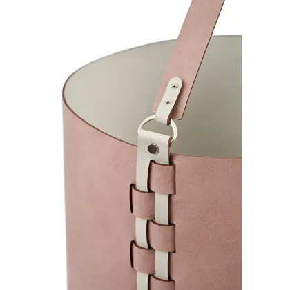 Zdjęcie Skórzany koszyk Helena 35x30xH26 cm w stylowym kolorze złamanego pudrowego różu