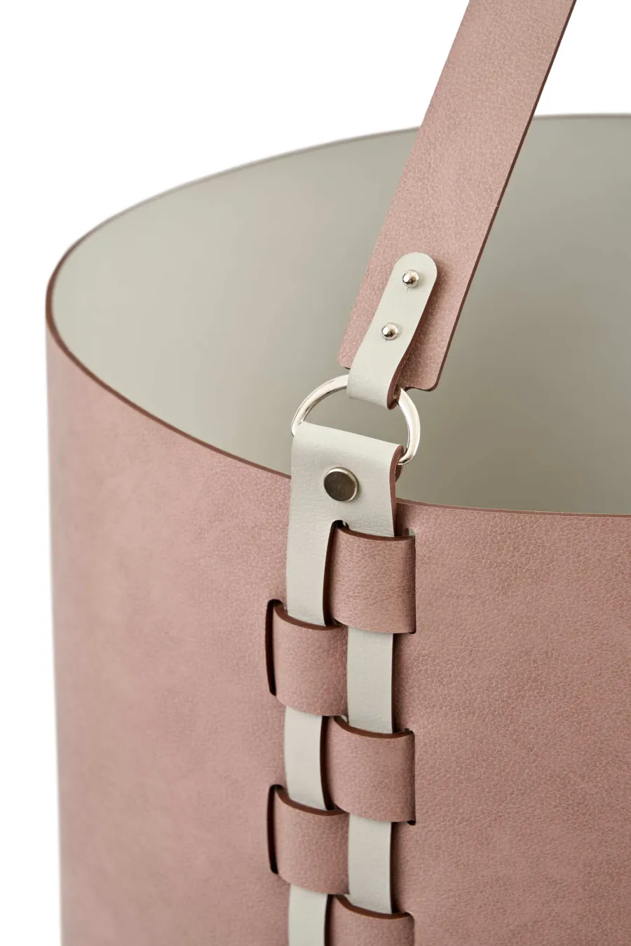 obrazek 1 Skórzany koszyk Helena 35x30xH26 cm w stylowym kolorze złamanego pudrowego różu