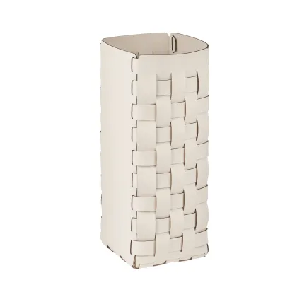 Picture White leather woven umbrella basket