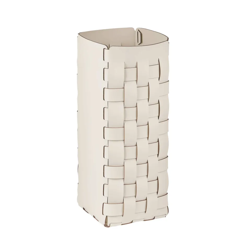 obrazek 1 Biały skórzany pleciony kosz na parasole