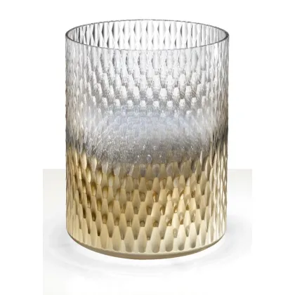 Zdjęcie Pojemnik z ręcznie szlifowanego kryształu z drobnym sześciokątnym wzorem - Il Paralume Marina