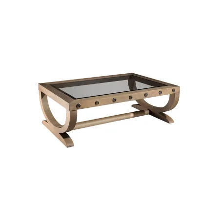 Picture Glass and wood - beautiful NICOSIA coffee table - Collecion Alexandra
