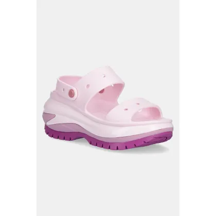 Zdjęcie Crocs klapki Classic Mega Crush Sandal damskie kolor różowy na platformie 207989.5BX