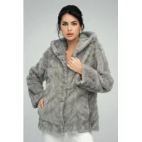 Picture Women's coat with a hood made of mink fur - available in 3 colors