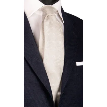 Zdjęcie Jedwabny krawat w kolorze perłowo-szarym we wzór paisley