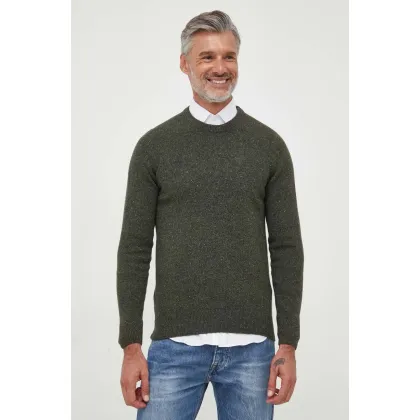 Zdjęcie Barbour sweter wełniany męski kolor zielony ciepły