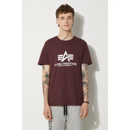 Zdjęcie Alpha Industries t-shirt bawełniany Basic T-Shirt kolor bordowy z nadrukiem 100501.21
