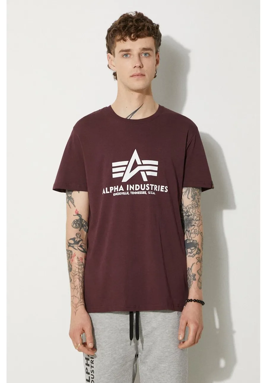 obrazek 1 Alpha Industries t-shirt bawełniany Basic T-Shirt kolor bordowy z nadrukiem 100501.21