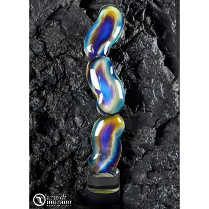 Zdjęcie Abstrakcyjne 3 kamienie w chalcedonie ze szkła Murano