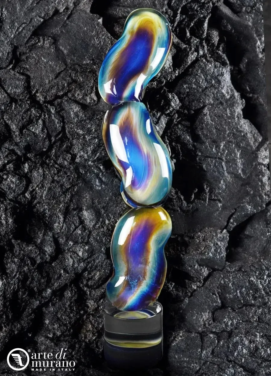 obrazek 1 Abstrakcyjne 3 kamienie w chalcedonie ze szkła Murano