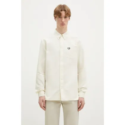 Zdjęcie Fred Perry koszula bawełniana męska kolor beżowy regular z kołnierzykiem button-down M5516.F79
