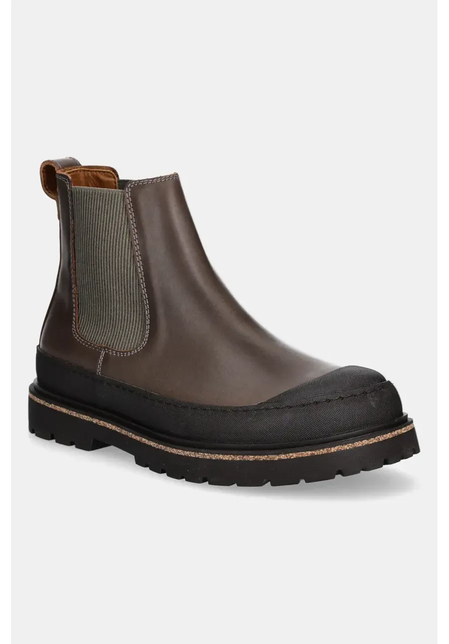 obrazek 1 Birkenstock sztyblety skórzane Prescott Slip On damskie kolor szary na płaskim obcasie 1028139