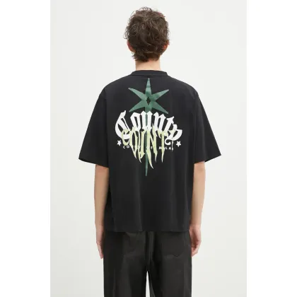 Zdjęcie Marcelo Burlon t-shirt bawełniany County Goth Boxy T-Shirt Black Deep Gree męski kolor czarny z nadrukiem CMAA05AS25JER0031052