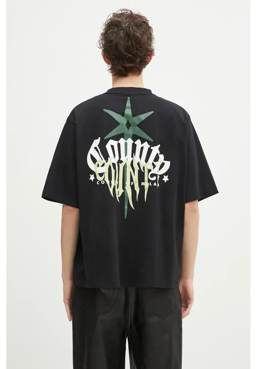 obrazek 1 Marcelo Burlon t-shirt bawełniany County Goth Boxy T-Shirt Black Deep Gree męski kolor czarny z nadrukiem CMAA05AS25JER0031052