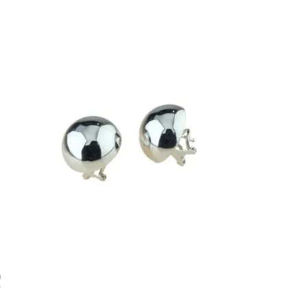 Zdjęcie Złote błyszczące kolczyki w kształcie półkuli z klipsem i szpilką o średnicy 18mm.