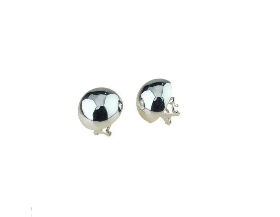 obrazek 1 Złote błyszczące kolczyki w kształcie półkuli z klipsem i szpilką o średnicy 18mm.