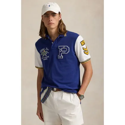 Zdjęcie Polo Ralph Lauren polo bawełniane męski kolor granatowy z nadrukiem 710964978