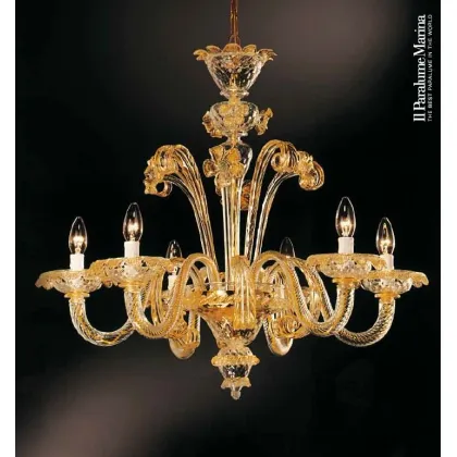 Zdjęcie Wyjątkowy 6-świetlny kryształowy żyrandol ze złotymi dekoracjami - Il Paralume Marina