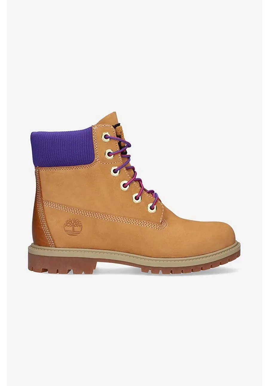 obrazek 1 Timberland workery zamszowe Heritage 6 damskie kolor brązowy na płaskim obcasie A44KP-YELLOW