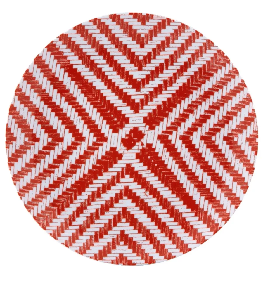 obrazek 1 Czerwony talerz obiadowy z kolekcji Olhar o Brasil z geometrycznym wzorem - Vista Alegre