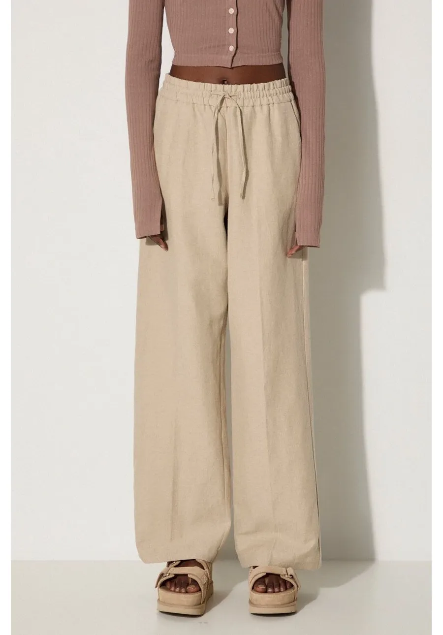 obrazek 1 A.P.C. spodnie lniane kolor beżowy proste medium waist LIAEO.F08426-BEIGE