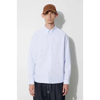 Zdjęcie A.P.C. koszula bawełniana męska kolor niebieski regular z kołnierzykiem button-down