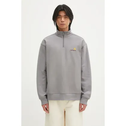 Zdjęcie Carhartt WIP bluza Half Zip American Script Sweat męska kolor szary gładka I027014.2LRXX