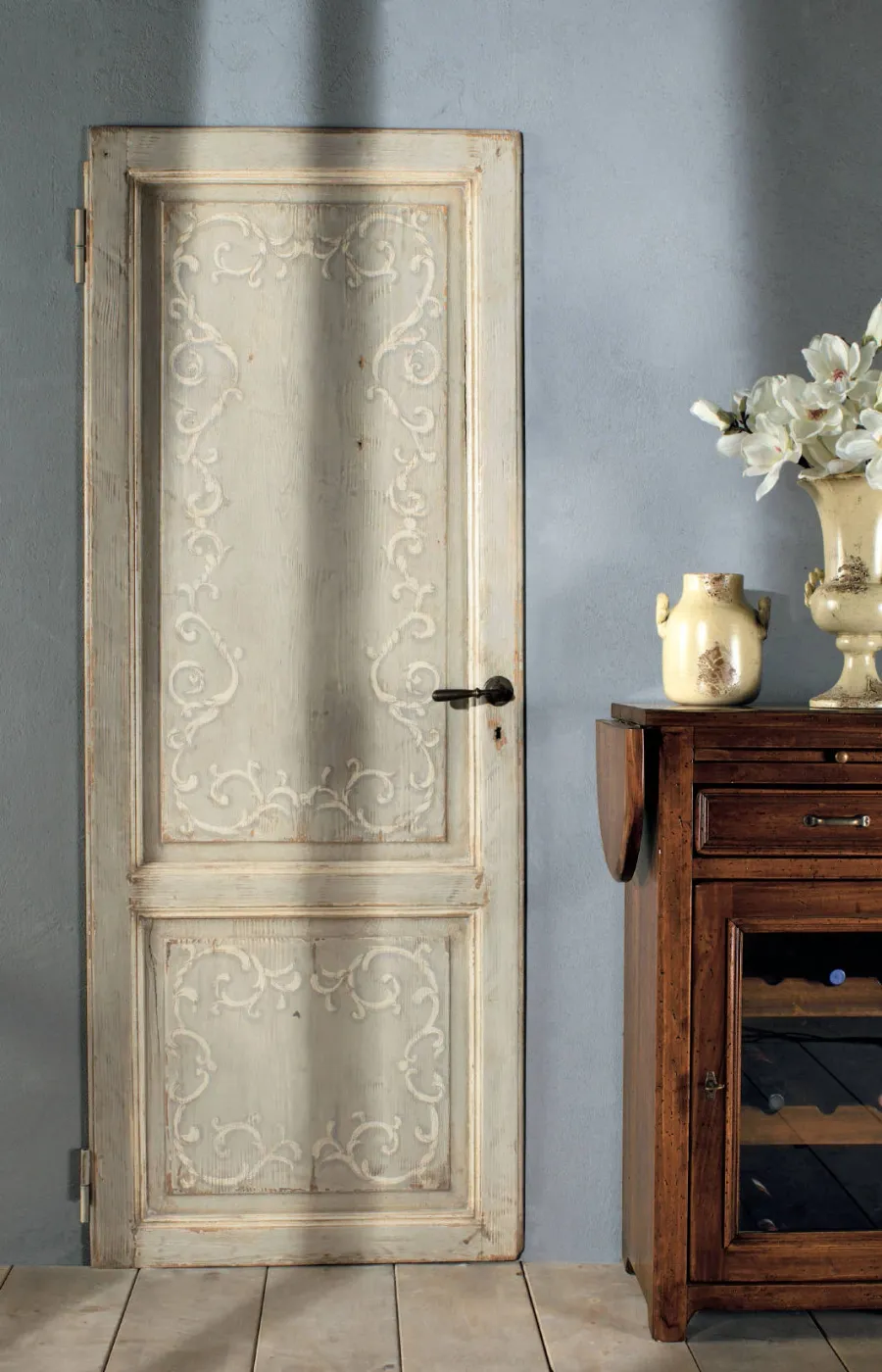 obrazek 1 Prowansalskie drzwi jodłowe ręcznie zdobione - Interiors Italia