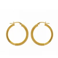 Picture Wonderful knurled and polished 20 mm round earrings
