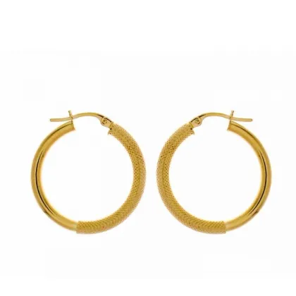 Zdjęcie Cudowne radełkowane i polerowane okrągłe kolczyki 20 mm