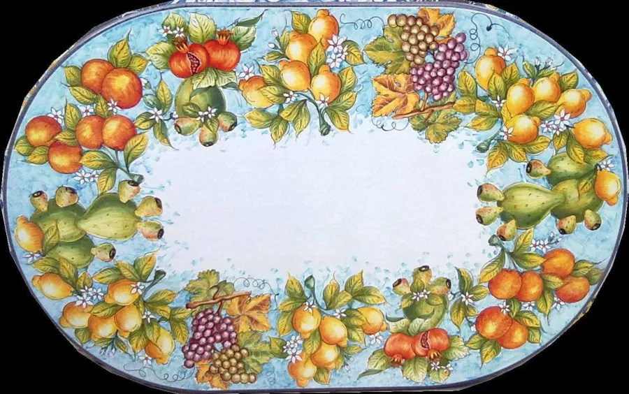 obrazek 1 Stylowy blat z lawy wulkanicznej do ogrodu zdobiony pięknym motywem owoców - Ceramiche Valchida